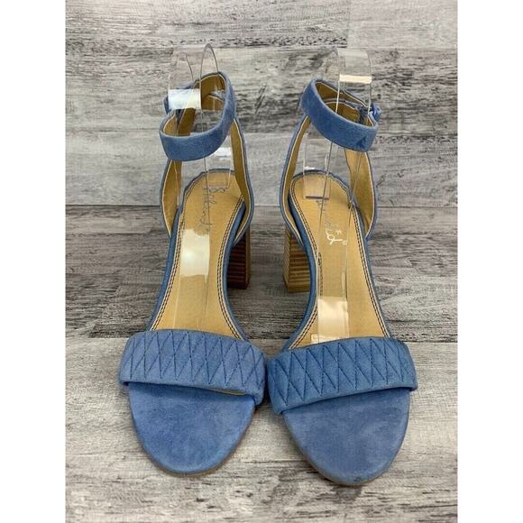 Splendid Womens Blue Suede Ankle Strap Block Heel Sandals Size 9 - Picture 2 of 8